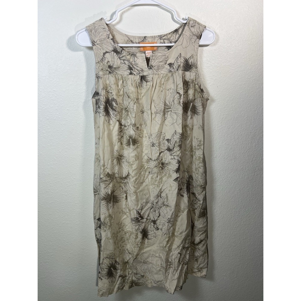 Nani of Hawaii Womens Sz Medium Hawaiian Sleeveless Dress Beige Floral Natural